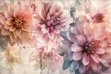 Elegant watercolor illustration of a bouquet with assorted colorful flowers and soft, flowing petals