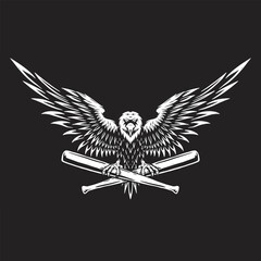 badge eagle gripping baseball bat