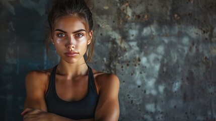 Fototapeta premium Dynamic Portrait of a Young Female Fitness Trainer