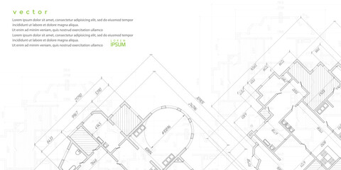 House plan project .Technical drawing background.Engineering design .Vector , illustration.