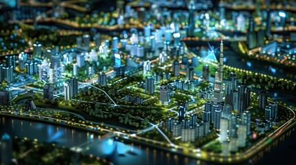 urban planning department using digital 3D models and simulations to develop and test city layouts and traffic systems