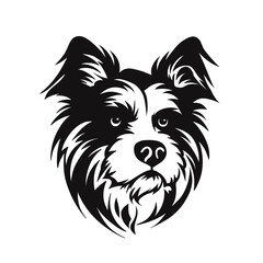 Black and White Silhouette Dog Face Logo Icon Vector Illustration