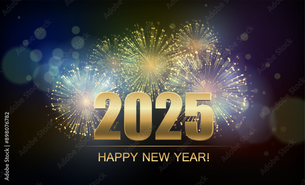 Poster 2025 new year abstract shiny color gold wave design element