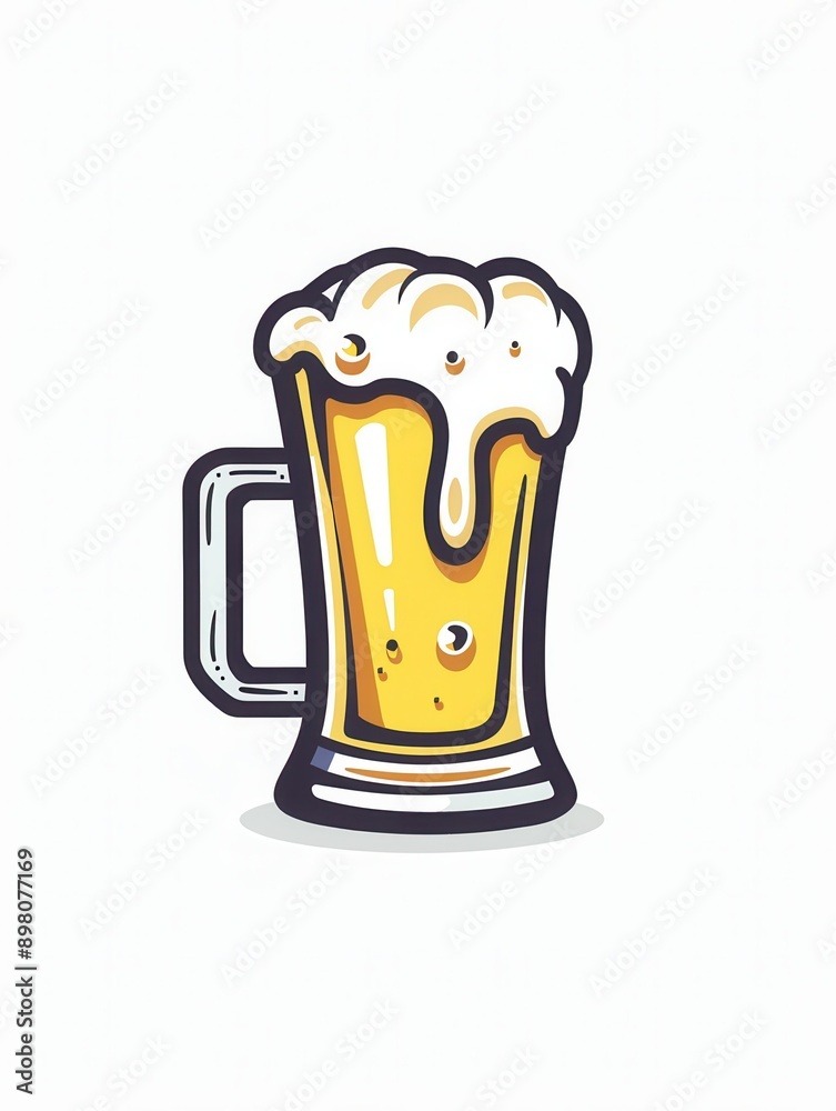 Aufkleber A simple beer mug logo is displayed on a white background. The mug is filled with beer and has a layer of foam on top. Generative AI