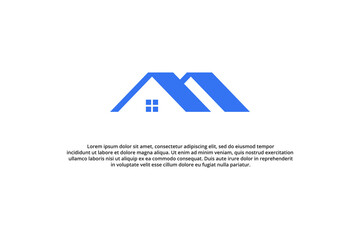 letter m blue house modern logo
