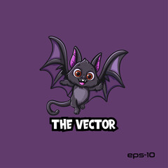 Cute bat logo, vector, mascot, character, cartoon, illustration