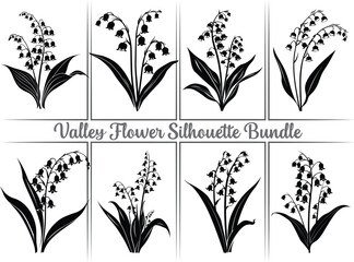 Valley flower silhouette, Decorative Valley silhouettes, valley flower isolated on white background, sketch, hand drawn digital vector illustration. © Vactess