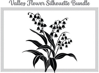 Valley flower silhouette, Decorative Valley silhouettes, valley flower isolated on white background, sketch, hand drawn digital vector illustration. © Vactess