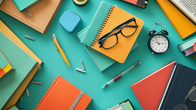 Library Collection with Colorful Books and Study Materials, Featuring Educational Resources and Legal Information