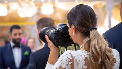 Professional photographer at a wedding