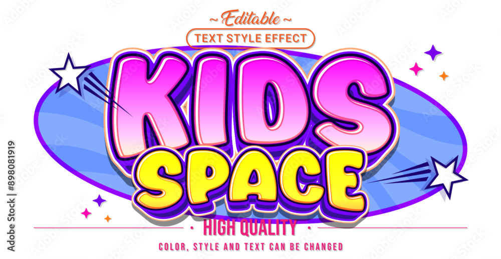 Poster editable text style effect - kids space text style theme.
