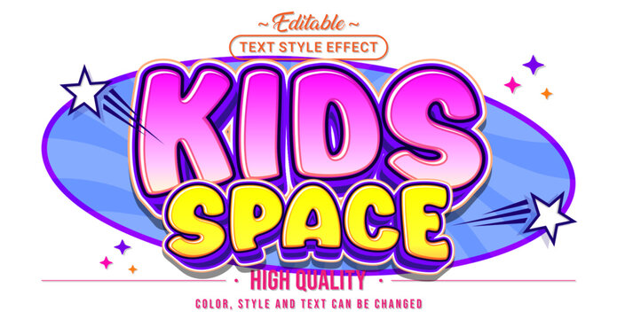 Editable text style effect - Kids Space text style theme.