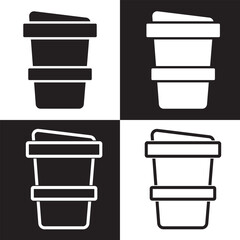 Coffee cup icon vector set. Tea cup illustration sign collection. Mocha symbol or logo.  isolated on white and black background. Vector illustration. EPS 10 