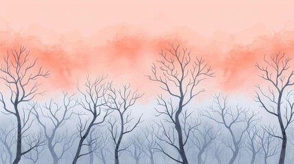 Obraz premium Haunted trees, black and orange Halloween, eerie forest, spooky feel, Watercolor style