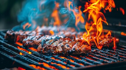 Group of men having a delightful night grilling food, enjoying bbq event with friends