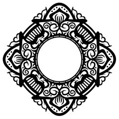 Decorative frame Elegant vector element for design in Eastern style, place for text. Floral black border. Lace illustration for invitations and greeting cards, laser cutting and engraving.	