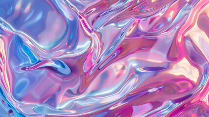 Obraz premium Iridescent fluid metallic liquid shine background, holographic futuristic, generative ai