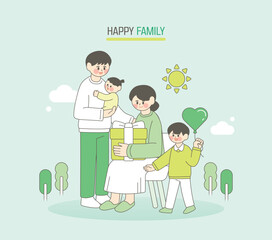행복한 출산장려 가족 일러스트 06