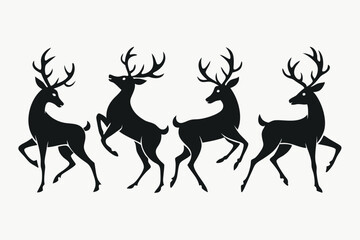 Deer silhouette vector set, Collection of reindeer silhouette isolated on white background. vector illustration    © Trendy CraftSVG 