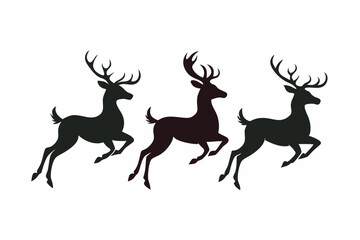 Deer silhouette vector set, Collection of reindeer silhouette isolated on white background. vector illustration
 
