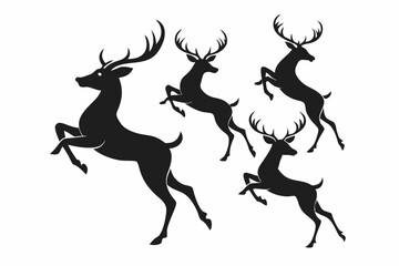 Deer silhouette vector set, Collection of reindeer silhouette isolated on white background. vector illustration
 
