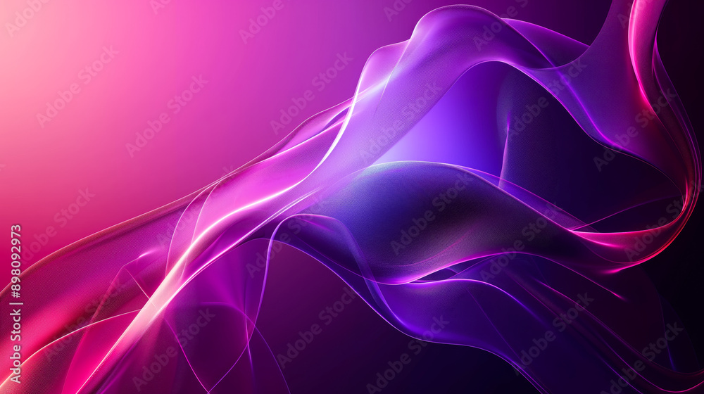Poster purple abstract glowing waves background, cosmic futuristic minimalistic bright light abstract backg