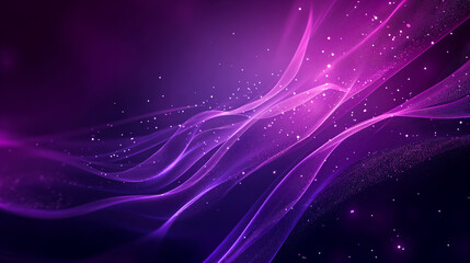 Obraz premium Purple abstract glitter and waves background, cosmic futuristic minimalistic bright light abstract background copy space, Bright empty space with beautiful wavy forms and highlights