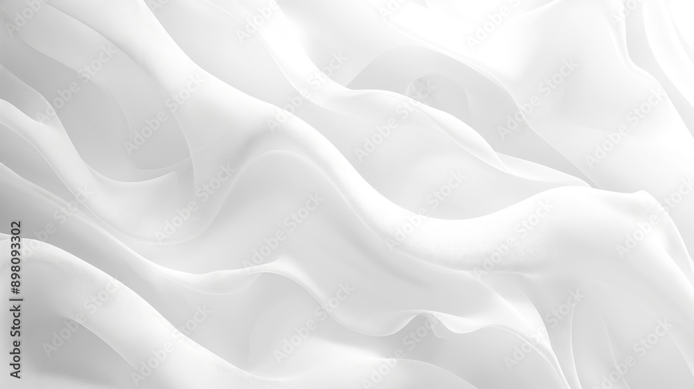 Poster White bright abstract wavy glossy background. White abstract forms high quality close up shadows and light. Minimalistic soft white abstract background pattern. White curves texture background