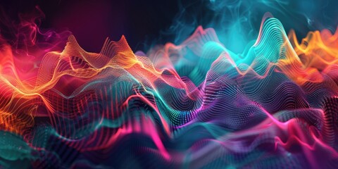 Fototapeta premium Vibrant and colorful abstract sound waves graphic with a modern digital art style, ideal for microstock.