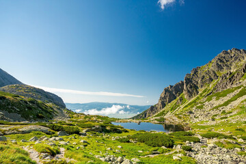 Tatra mountains lakes and waterfall in Slovakia © ttinu