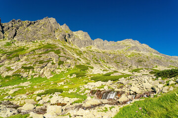 Tatra mountains lakes and waterfall in Slovakia © ttinu