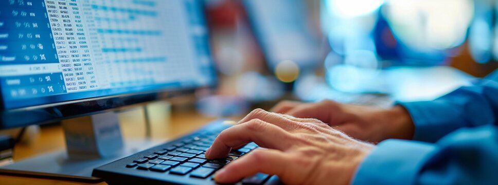 a government employee using a grp software to report on public spending. cost calculation through statistical data analysis.