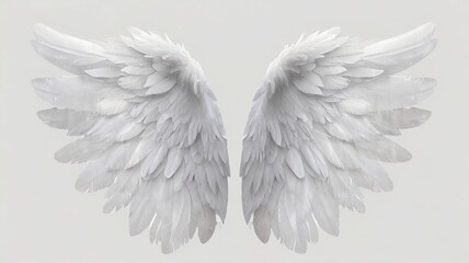 Obraz premium Realistic white wings on transparent background 