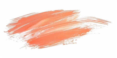 Abstract peach color brush stroke on white background, simple design, flat colors, painting style.