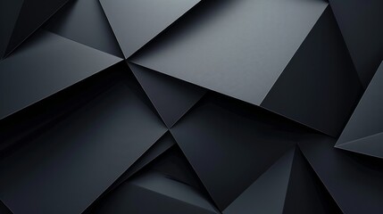 Mesmerizing dark abstract background with intricate geometric triangles in black and gray hues, perfect for modern, elegant designs. Ideal for web, business, or creative projects