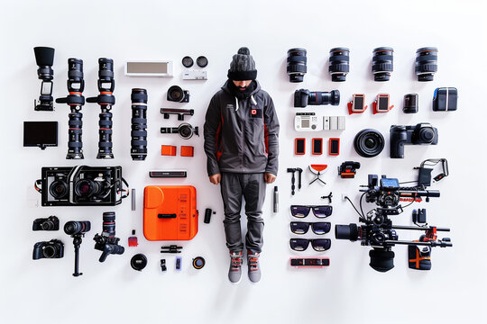 content creator with Filming equipment
