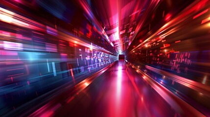 Abstract digital space background with light trails depicting rapid data flow and velocity