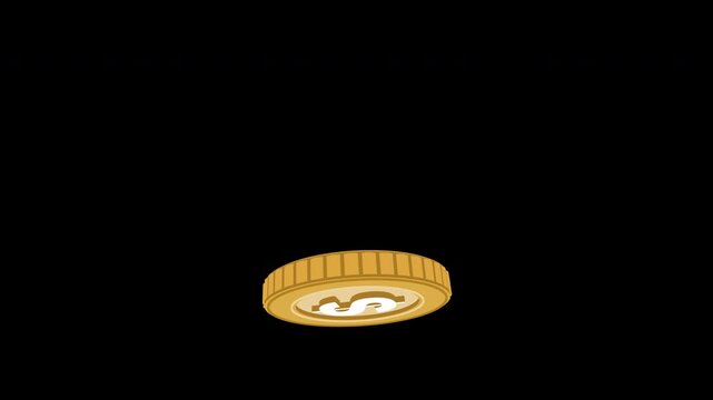 Slow Flipping a coin in the air on green screen chroma key. Coin jump and spin animated coins in toss flip and spin. Gold coin spinning in the air. 3D coins toss and spin animated coin flip and spin.