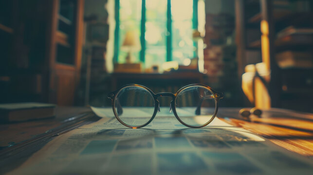 World Vision Day. The eyeglasses are on the table