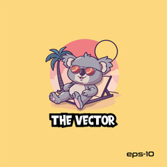 Koala is chilling logo, vector, mascot, character, cartoon, illustration