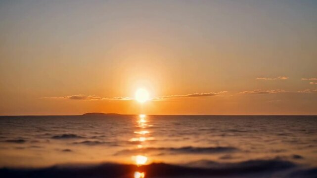 sunset time lapse with big sun and cloudless sky 