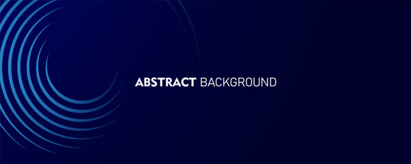 Abstract blue glowing geometric lines on dark blue background. Modern shiny blue circle lines pattern. Futuristic technology concept. Suit for cover, poster, banner, brochure, header, website