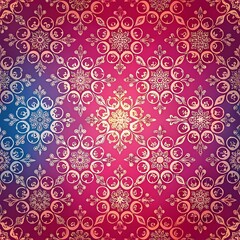 Fototapeta premium Ornate Mandala Pattern in Purple and Gold.