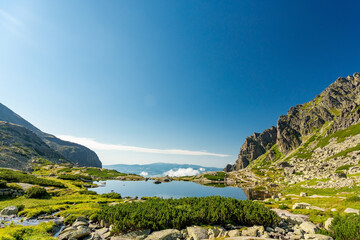Tatra mountains lakes and waterfall in Slovakia © ttinu