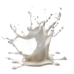 A splash of milk is shown on a white background
