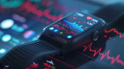 digital health monitoring system where users track their vital signs and receive health insights through a connected wearable device