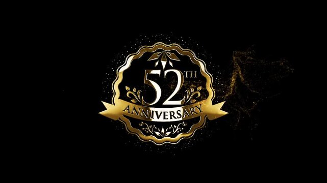 52 Year Anniversary Text Animation, Happy Wedding Anniversary Greeting Animation Video, 52th Wedding Anniversary Video, Golden 52th Anniversary, Stylish 52th Year Anniversary Video For Celebrate 