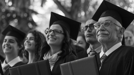 Obraz premium A proud moment at a graduation ceremony with students and their families