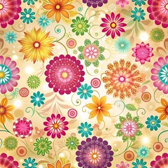 Obraz premium Colorful Floral Pattern Seamless Background.