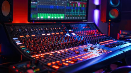 digital music production lab where artists create, mix, and share tracks using the latest in digital audio technology